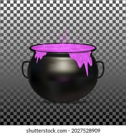 Halloween witch cauldron on transparent background