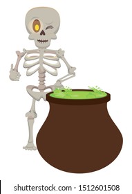 halloween witch cauldron pot icon vector illustration design