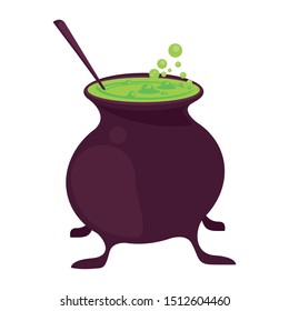 halloween witch cauldron pot icon vector illustration design