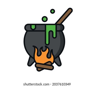 Halloween witch cauldron. Halloween season. vector illustration design.