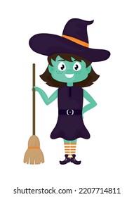 halloween witch character on white background