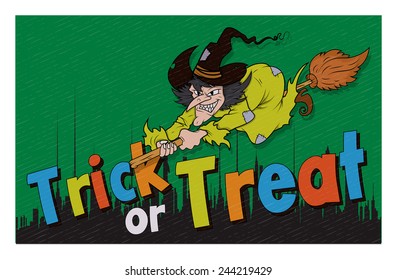 Halloween Witch Character Retro Background