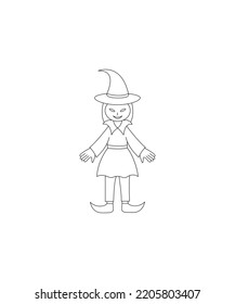 Halloween witch character. scary witch vector isolated on white background. vector illustration. Halloween character vector Perfect for coloring book, textiles, icon, web, painting, children's books. 