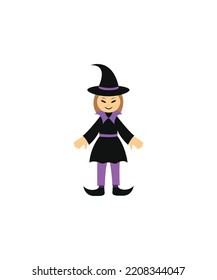 Halloween witch character. scary witch vector isolated on white background. vector illustration.