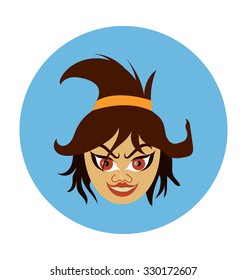 
Halloween Witch Colored Vector Icon
