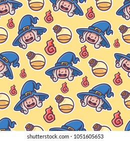halloween witch costume seamless pattern for background or texture