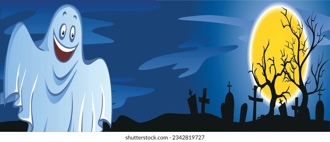 Halloween witch and Crescent moon silhouette in tomb