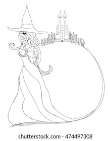 Halloween witch - doodle frame