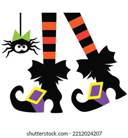 Halloween witch feet vector cartoon illustration