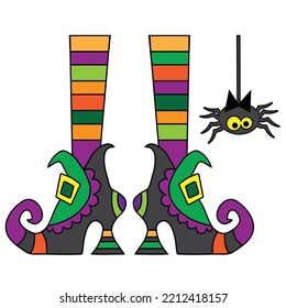 Halloween witch feet vector cartoon illustration