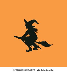 Halloween witch flat vector icon