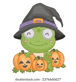 Halloween-Frosch-Cartoon-Illustration, Vektorklammer-Aufkleber