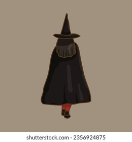 Halloween. A witch in a hat.