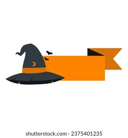 halloween witch hat banner badge