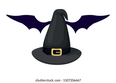 halloween witch hat with bat wings