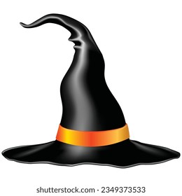 halloween witch hat, Black hat halloween decorations, vector illustration