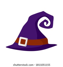 Halloween witch hat. Witch hat with buckle isolated on white background