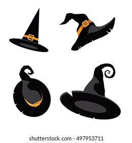 Halloween Witch hat collection. EPS 10 vector.