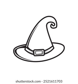 halloween witch hat costume vector design linw art style