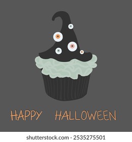 Halloween witch hat cupcake illustration