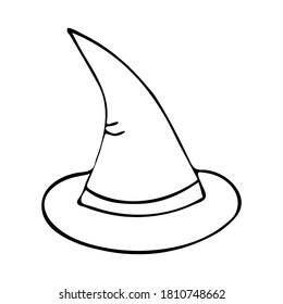 Halloween witch hat. Doodle element. Vector illustration.