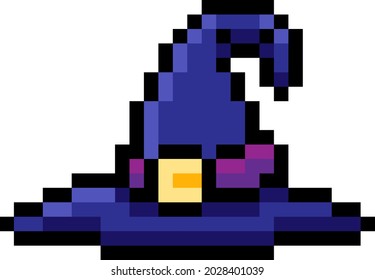 A Halloween witch hat eight bit retro video game style pixel art icon