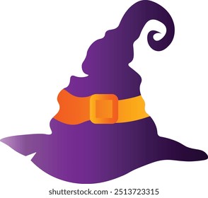 Halloween Witch Hat Element in Gradient Color Design. Vector Cartoon Illustration