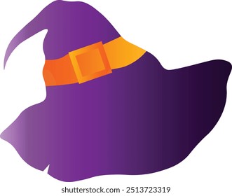 Halloween Witch Hat Element in Gradient Color Design. Vector Cartoon Illustration