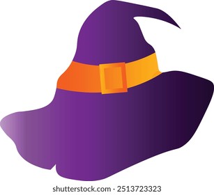 Halloween Witch Hat Element in Gradient Color Design. Vector Cartoon Illustration