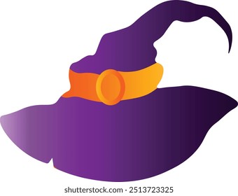 Halloween Witch Hat Element in Gradient Color Design. Vector Cartoon Illustration
