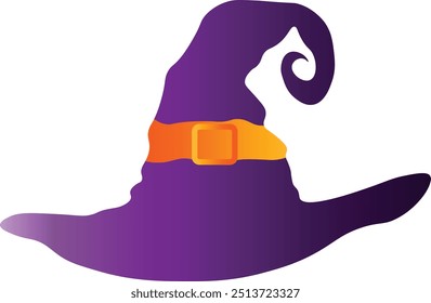 Halloween Witch Hat Element in Gradient Color Design. Vector Cartoon Illustration