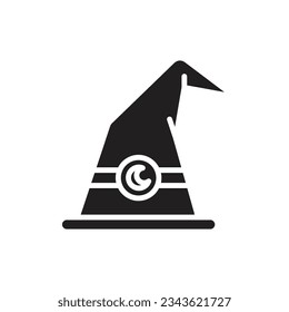 Halloween Witch Hat Filled Icon Vector Illustration