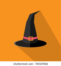 halloween witch hat flat icon