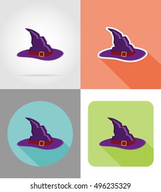 halloween witch hat flat icons vector illustration isolated on background