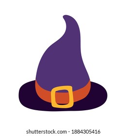 halloween witch hat flat style icon vector illustration design
