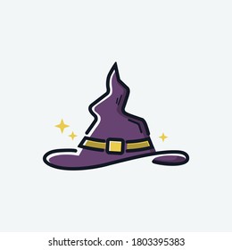 Halloween witch hat icon isolated logo template. flat logotype vector
