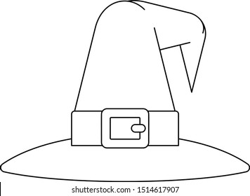  A Halloween witch hat icon kids cartoon in outline