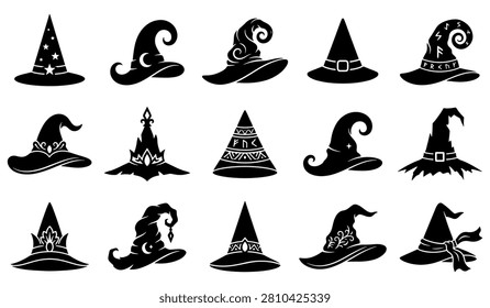 Halloween Witch Hat Icons Vector Set