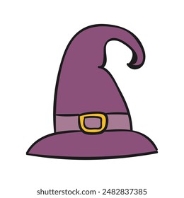 halloween witch hat illustration on white background.