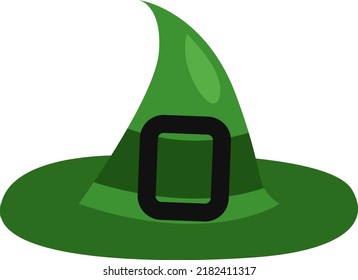 Halloween witch hat, illustration, vector on a white background.