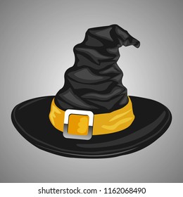 Halloween Witch Hat isolated on gray background. Vector illustration EPS 10.