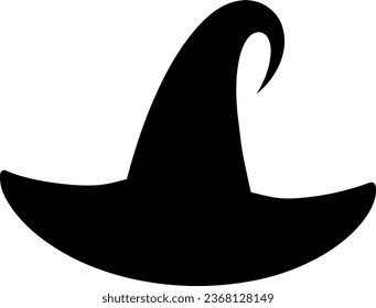 Halloween witch hat isolated on white background. Black silhouette of Halloween witch hat. Vector illustration. Halloween hat.