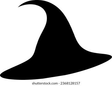 Halloween witch hat isolated on white background. Black silhouette of Halloween witch hat. Vector illustration. Halloween hat.