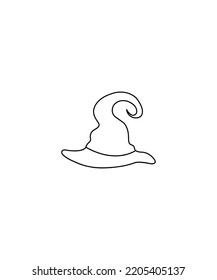 Halloween witch Hat line art vector illustration isolated. illustration of hat. Perfect for coloring book, textiles, icon, web, painting, children's books, t-shirt print.