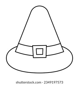 Halloween witch hat line icon.