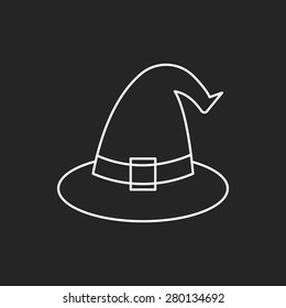 halloween witch hat line icon