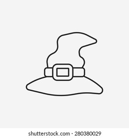 halloween witch hat line icon