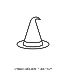 halloween witch hat line icon, outline vector sign, linear pictogram isolated on white. logo illustration