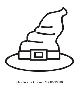 Halloween witch hat line style icon design, Holiday and scary theme Vector illustration
