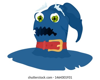 halloween witch hat with mouth and eyes in tears new